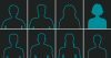 Group of people outlined in teal