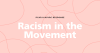pink background with the words 'PCAR & NSVRC Response: Racism in the Movement' in white and black