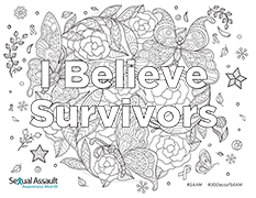 I Believe Survivors Coloring Page National Sexual Violence