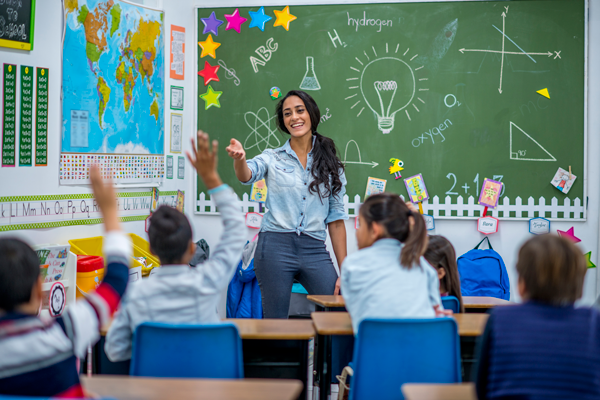 Teacher in a classroom with students