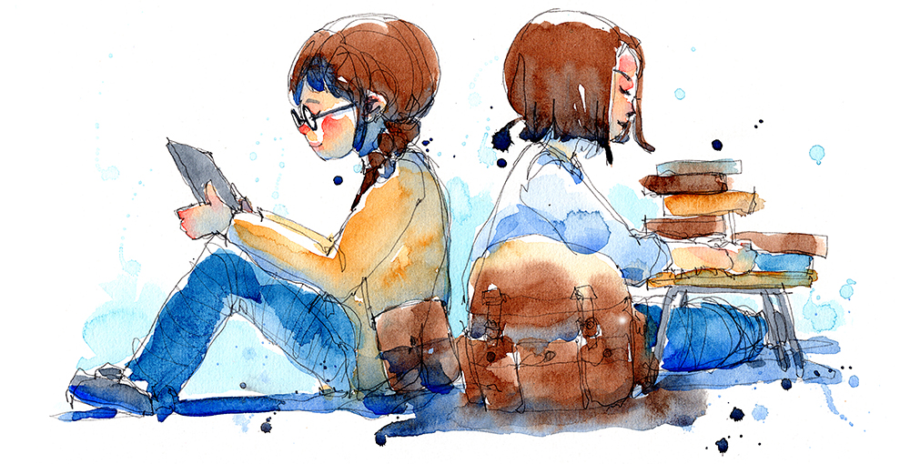 two children reading