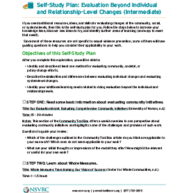 Self-Study Plan: Evaluation Beyond Individual and Relationship-Level Changes (Intermediate)