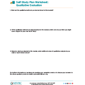 Self-study plan worksheet: qualitative evaluation