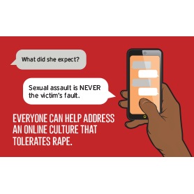 Postcard that says "Everyone can help address an online culture that tolerates rape."