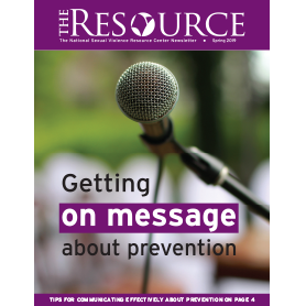 Image of a microphone with the words "Getting on message about prevention"