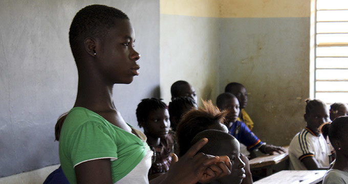 Girls sitting in a classroom