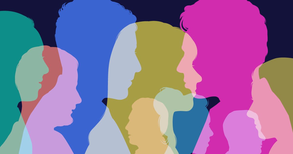 graphic shows an array of differently colored silhouttes