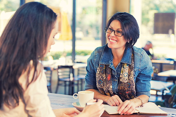 Woman engaging with a volunteer