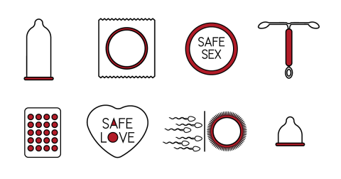 Icons of safe sex items