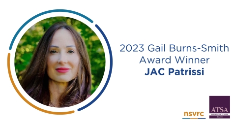 Photo of JAC Patrissi congratulations 2023 Gail Burns-Smith Award Winner