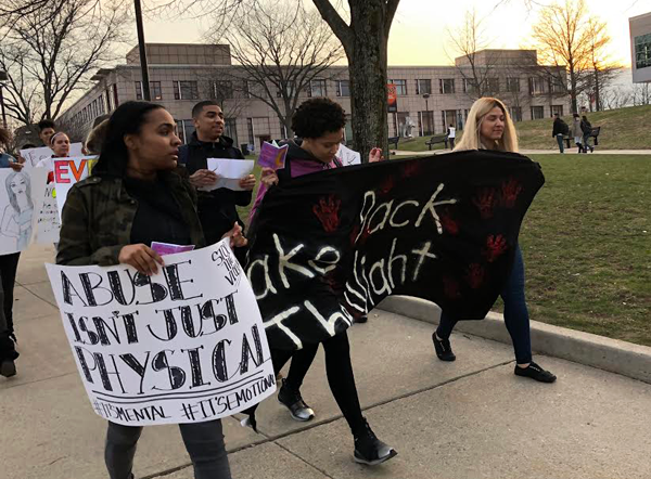 Students marching in a Take Back the Night rally
