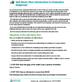 Self-study plan worksheet: Intro to Evaluation for beginners