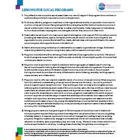 Lessons for Local Programs