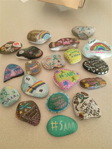 Another display of painted rocks with SAAM messages